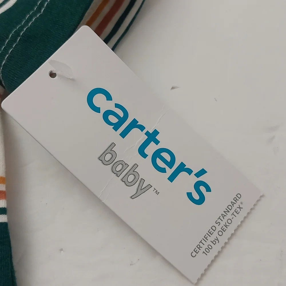 Carter's Baby BodySuit Green Striped Size 9M Months Collared Polo